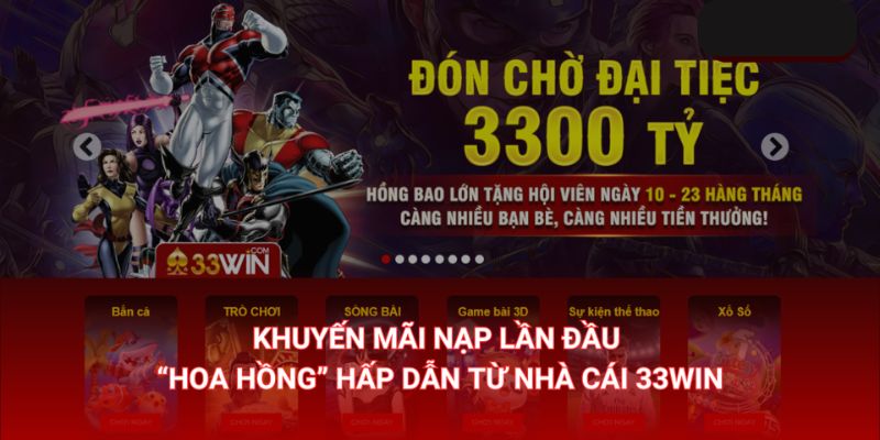 ảnh đại diện khuyến mãi nạp lần đầu 33win